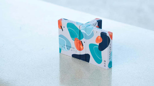 Colorful geometric-patterned tuck box of the Nanjing Virtuoso deck